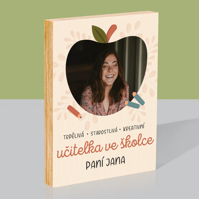 Fotka A Textem: Učitelka Ve Školce - Tisk Na Dřevo