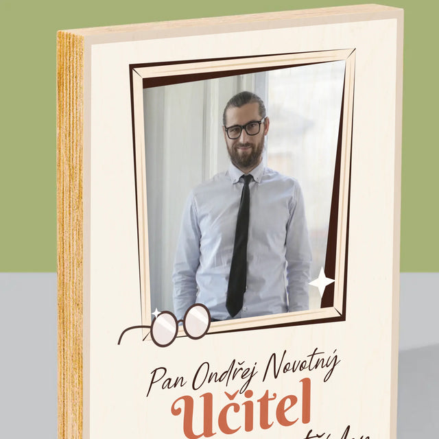 Fotka A Textem: Učitel S Třídou - Tisk Na Dřevo