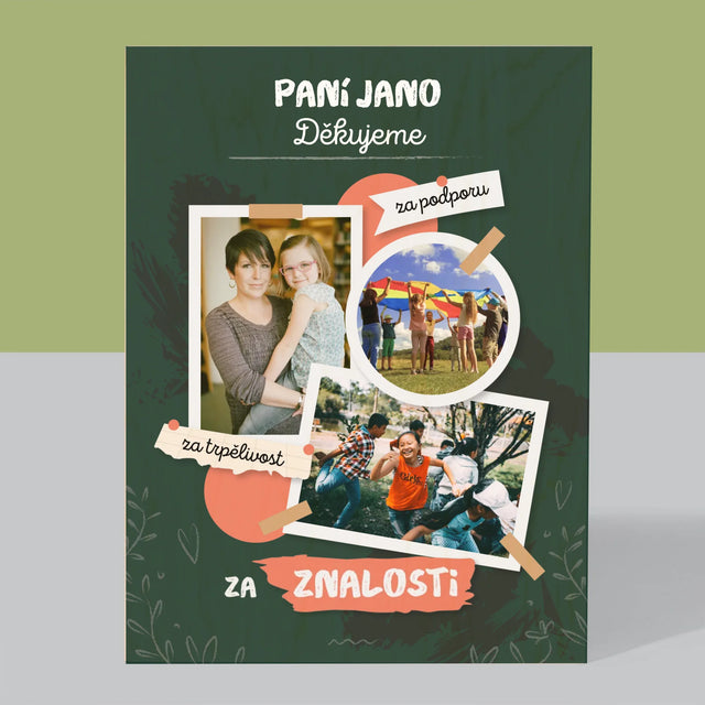 Fotokoláž: Děkujeme Za Znalosti - Tisk Na Dřevo