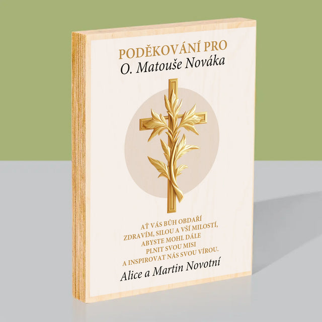 Jméno A Nápis: Poděkování Pro Kněze - Tisk Na Dřevo