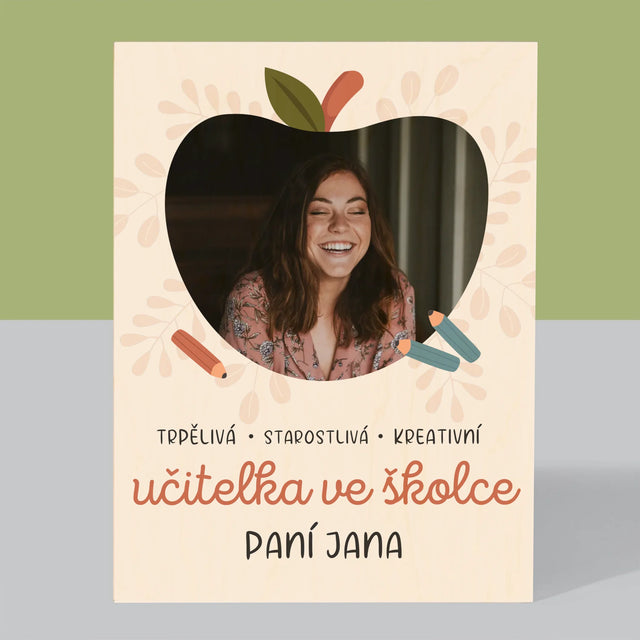 Fotka A Textem: Učitelka Ve Školce - Tisk Na Dřevo