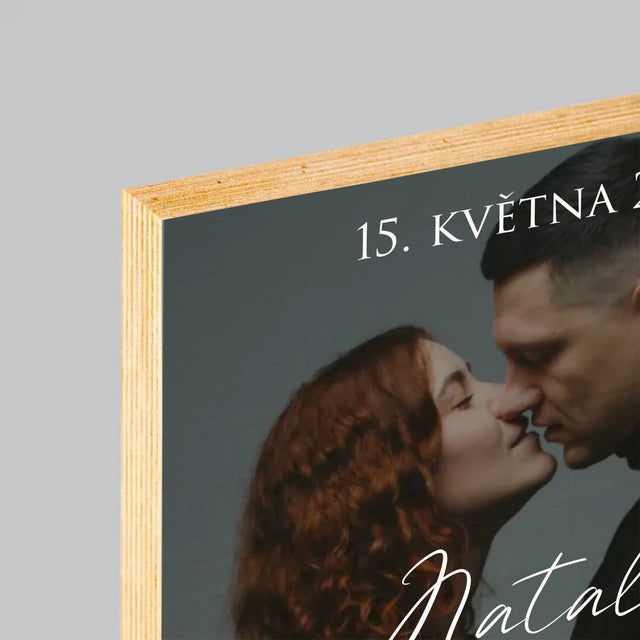 Fotka A Textem: Svatební Fotka Přání - Tisk Na Dřevo