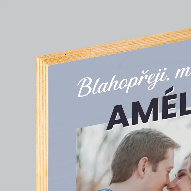 Fotka A Textem: Svatební Blahopřání - Tisk Na Dřevo