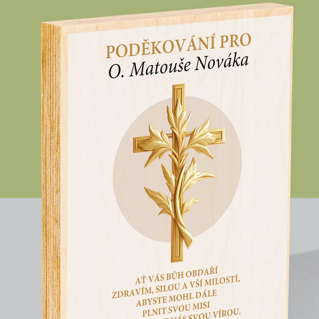 Jméno A Nápis: Poděkování Pro Kněze - Tisk Na Dřevo