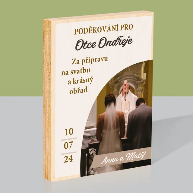 Fotka A Textem: Poděkování Pro Kněze Svatba - Tisk Na Dřevo
