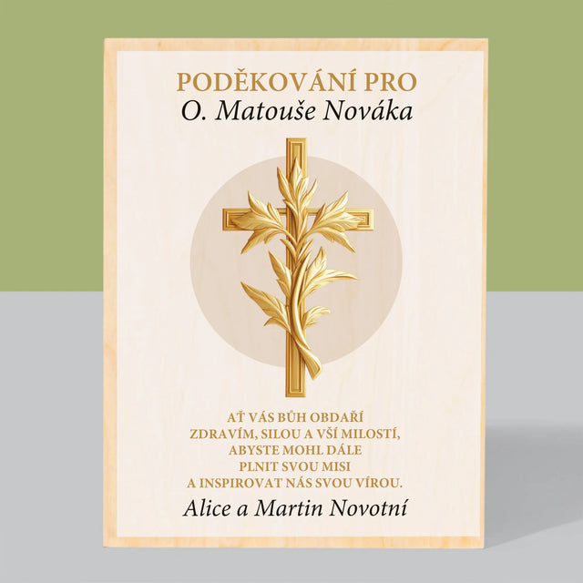Jméno A Nápis: Poděkování Pro Kněze - Tisk Na Dřevo