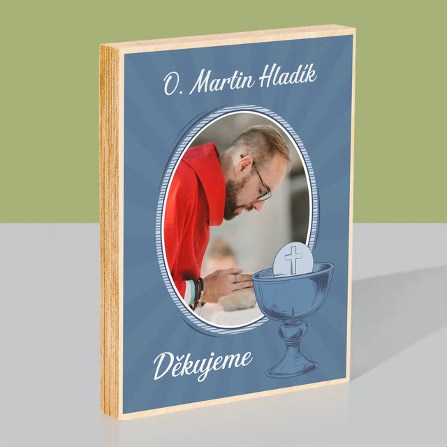 Jméno A Nápis: Kněz Děkujeme - Tisk Na Dřevo