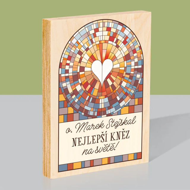 Jméno A Nápis: Nejlepší Kněz Na Světě - Tisk Na Dřevo