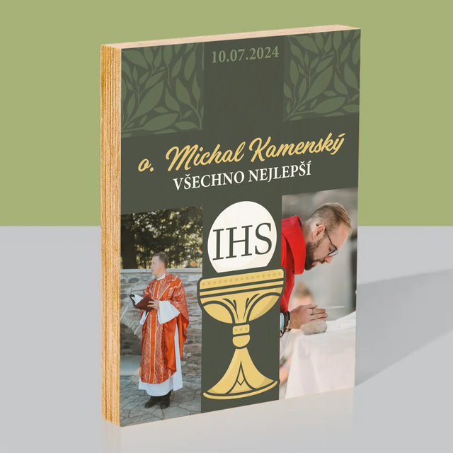 Fotokoláž: Všechno Nejlepší Kříž - Tisk Na Dřevo