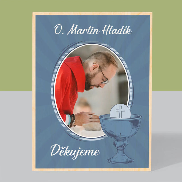 Jméno A Nápis: Kněz Děkujeme - Tisk Na Dřevo