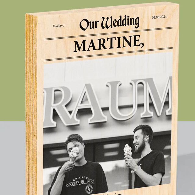 Fotka A Textem: Our Wedding Svědek - Tisk Na Dřevo