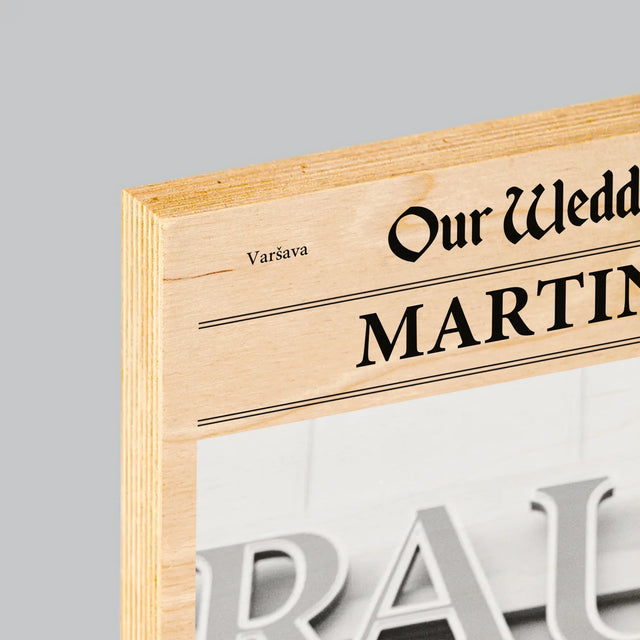 Fotka A Textem: Our Wedding Svědek - Tisk Na Dřevo