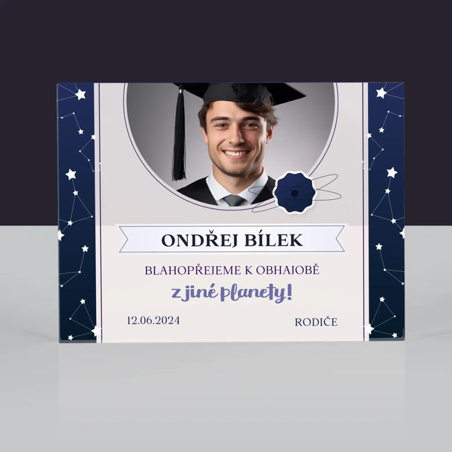 Fotka A Textem: Blahopřejeme K Obhajobě - Akrylový Blok