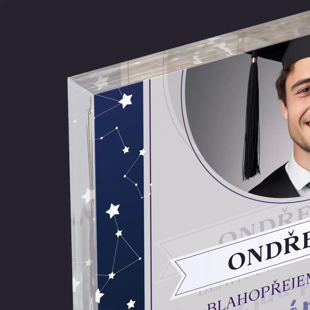 Fotka A Textem: Blahopřejeme K Obhajobě - Akrylový Blok