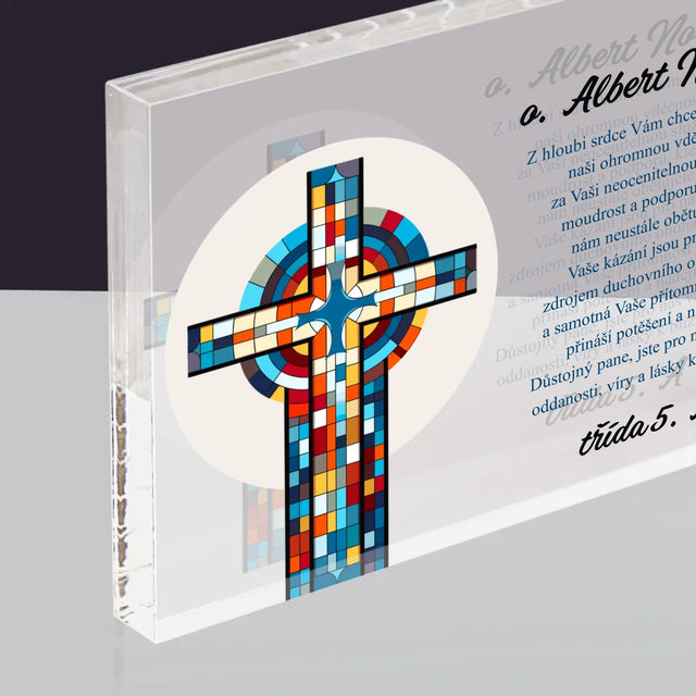 Jméno A Nápis: Poděkování Kříž - Akrylový Blok
