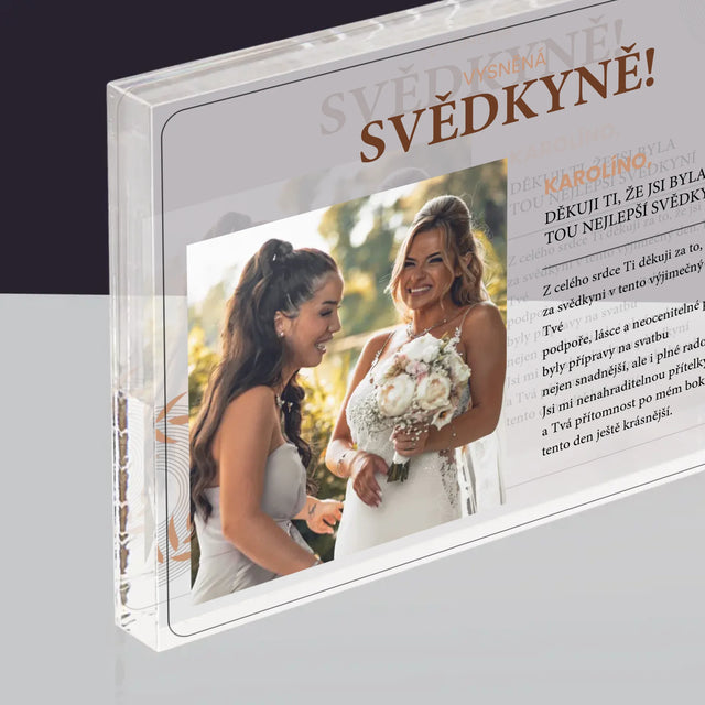 Fotka A Textem: Vysněná Svědkyně - Akrylový Blok