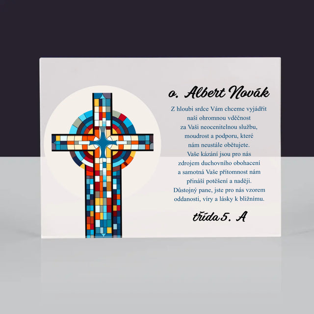 Jméno A Nápis: Poděkování Kříž - Akrylový Blok