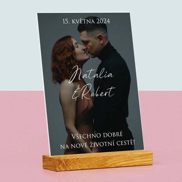 Fotka A Textem: Svatební Fotka Přání - Tisk Na Akrylovém Skle