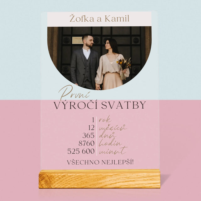 Fotka A Textem: První Výročí Svatby - Tisk Na Akrylovém Skle