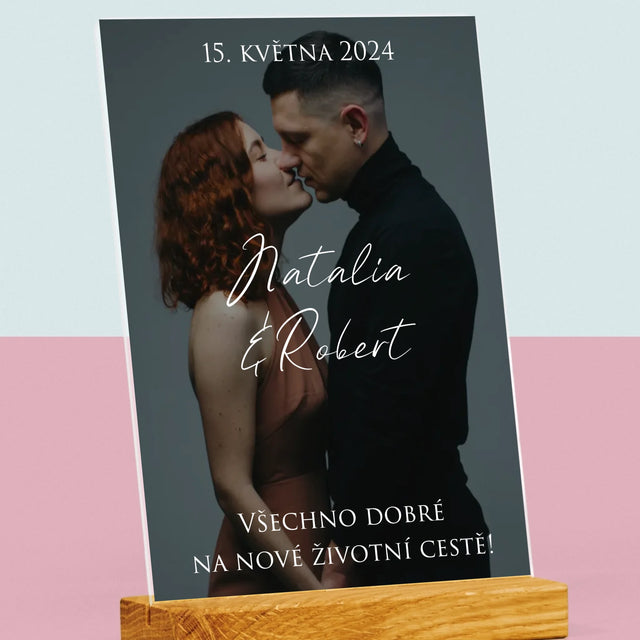 Fotka A Textem: Svatební Fotka Přání - Tisk Na Akrylovém Skle