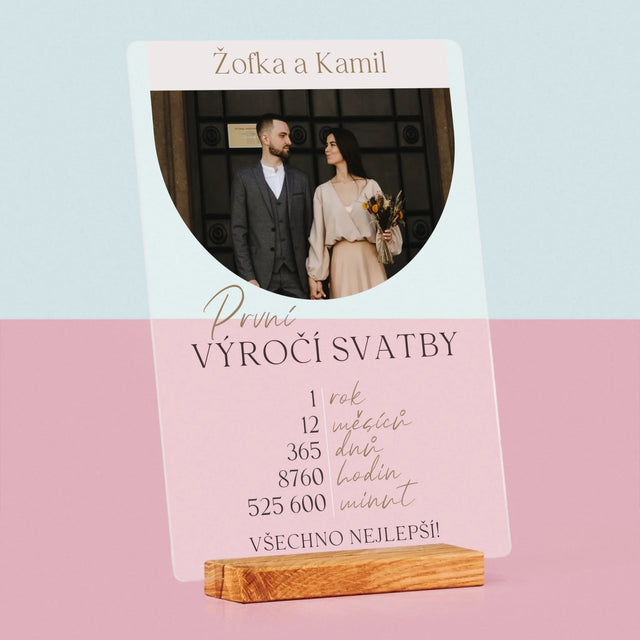 Fotka A Textem: První Výročí Svatby - Tisk Na Akrylovém Skle