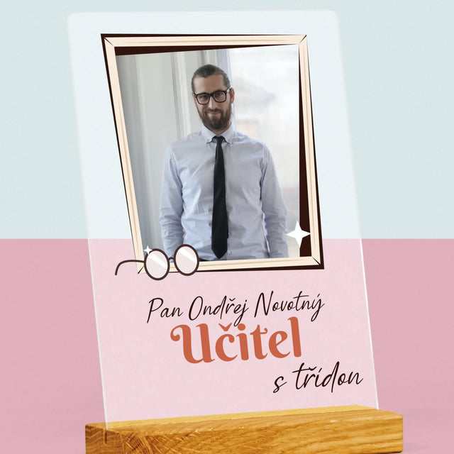 Fotka A Textem: Učitel S Třídou - Tisk Na Akrylovém Skle