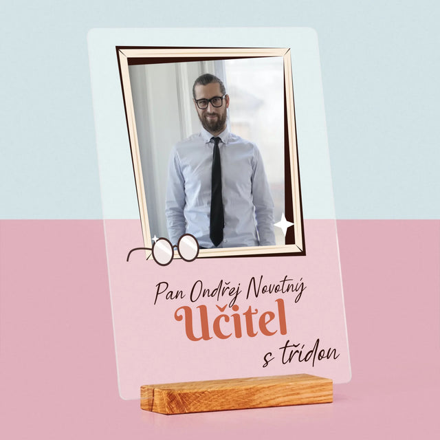 Fotka A Textem: Učitel S Třídou - Tisk Na Akrylovém Skle