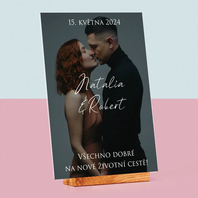 Fotka A Textem: Svatební Fotka Přání - Tisk Na Akrylovém Skle