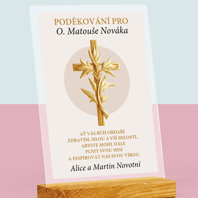 Jméno A Nápis: Poděkování Pro Kněze - Tisk Na Akrylovém Skle