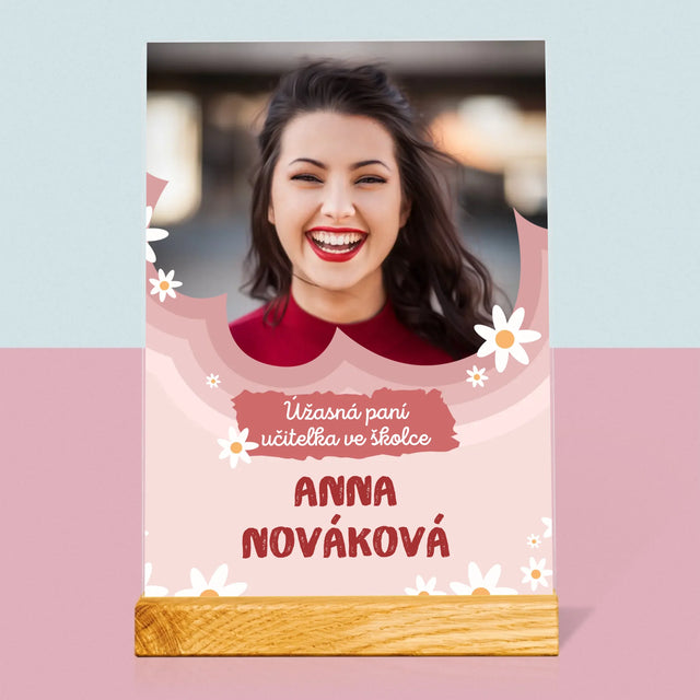 Fotka A Textem: Úžasná Paní Učitelka Ve Školce - Tisk Na Akrylovém Skle