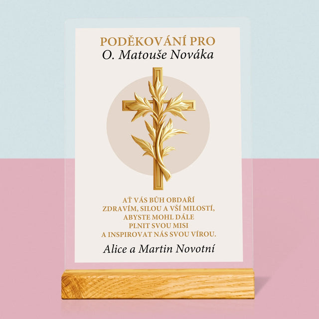 Jméno A Nápis: Poděkování Pro Kněze - Tisk Na Akrylovém Skle
