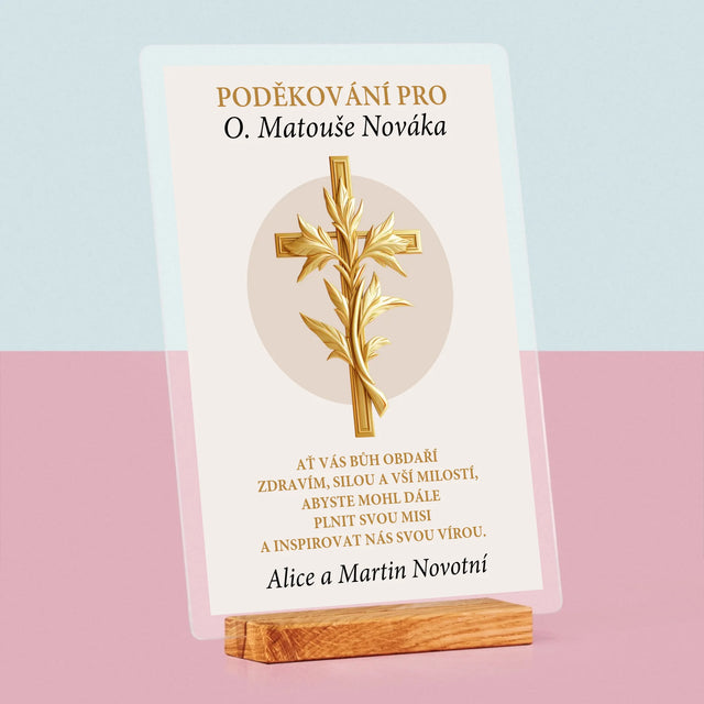 Jméno A Nápis: Poděkování Pro Kněze - Tisk Na Akrylovém Skle
