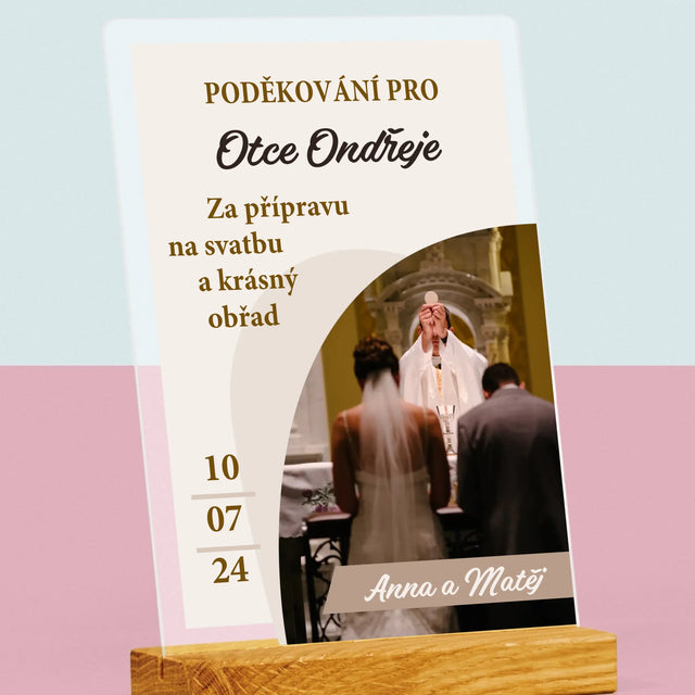 Fotka A Textem: Poděkování Pro Kněze Svatba - Tisk Na Akrylovém Skle