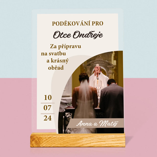 Fotka A Textem: Poděkování Pro Kněze Svatba - Tisk Na Akrylovém Skle