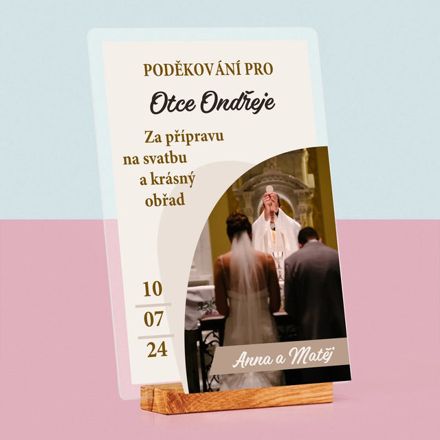 Fotka A Textem: Poděkování Pro Kněze Svatba - Tisk Na Akrylovém Skle
