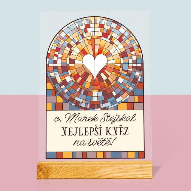 Jméno A Nápis: Nejlepší Kněz Na Světě - Tisk Na Akrylovém Skle