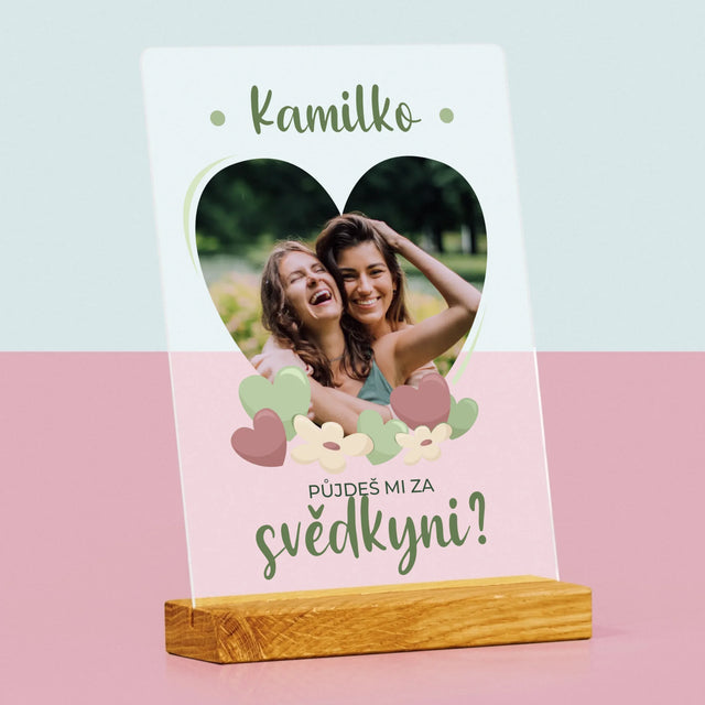 Fotka A Textem: Půjdeš Mi Za Svědkyni Květiny - Tisk Na Akrylovém Skle