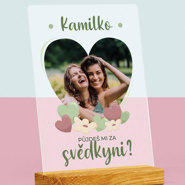 Fotka A Textem: Půjdeš Mi Za Svědkyni Květiny - Tisk Na Akrylovém Skle