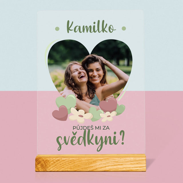 Fotka A Textem: Půjdeš Mi Za Svědkyni Květiny - Tisk Na Akrylovém Skle