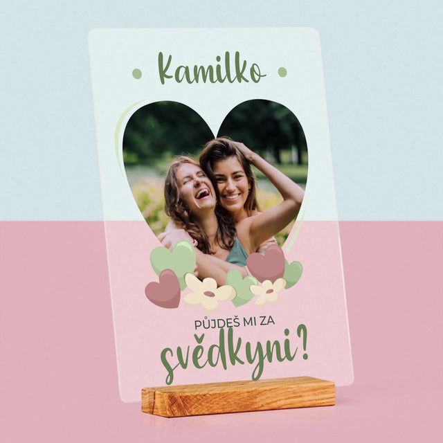 Fotka A Textem: Půjdeš Mi Za Svědkyni Květiny - Tisk Na Akrylovém Skle