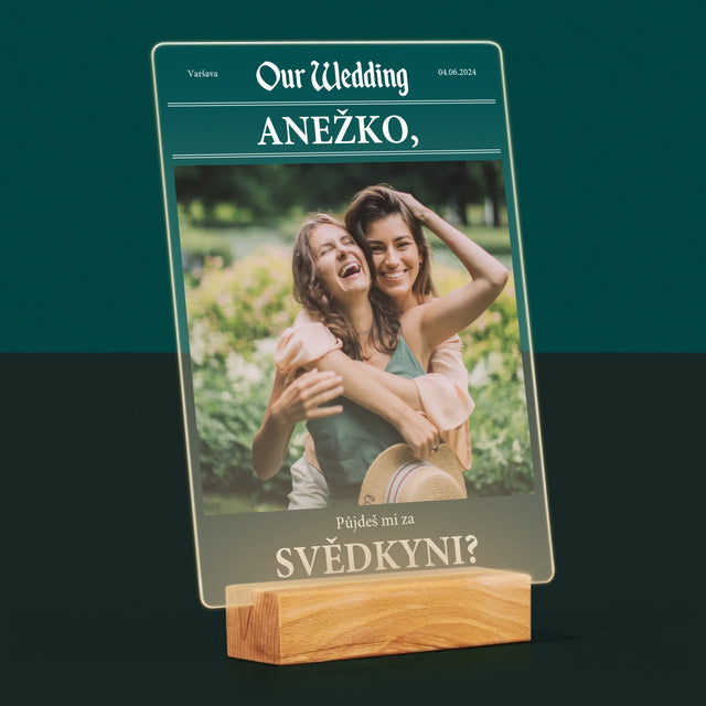 Fotka A Textem: Our Wedding Svědkyně - Tisk Na Akrylovém Skle