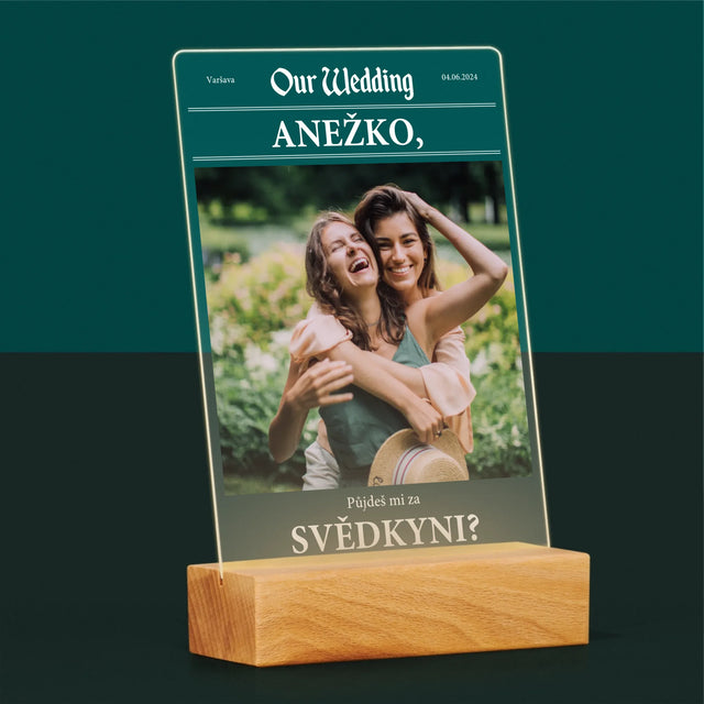 Fotka A Textem: Our Wedding Svědkyně - Tisk Na Akrylovém Skle