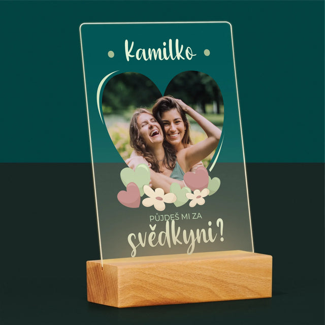 Fotka A Textem: Půjdeš Mi Za Svědkyni Květiny - Tisk Na Akrylovém Skle