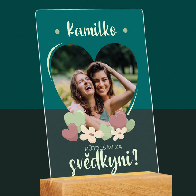 Fotka A Textem: Půjdeš Mi Za Svědkyni Květiny - Tisk Na Akrylovém Skle