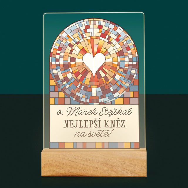 Jméno A Nápis: Nejlepší Kněz Na Světě - Tisk Na Akrylovém Skle