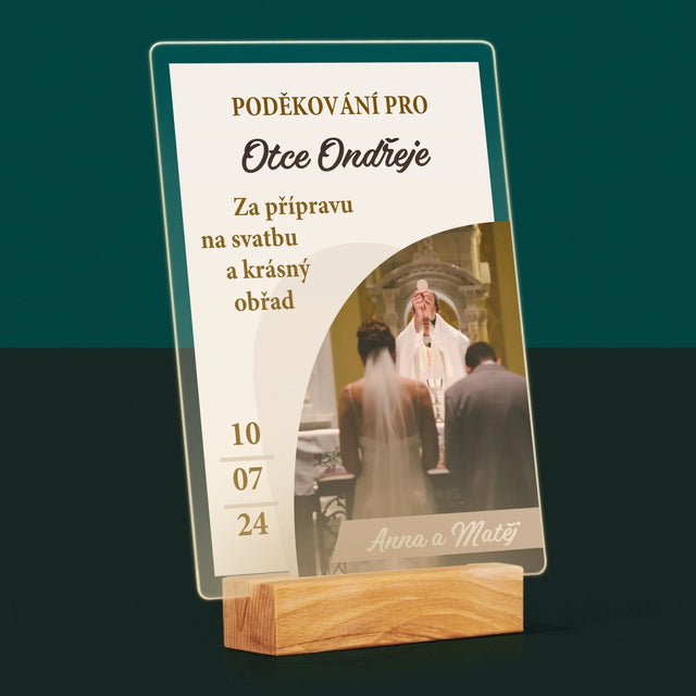 Fotka A Textem: Poděkování Pro Kněze Svatba - Tisk Na Akrylovém Skle