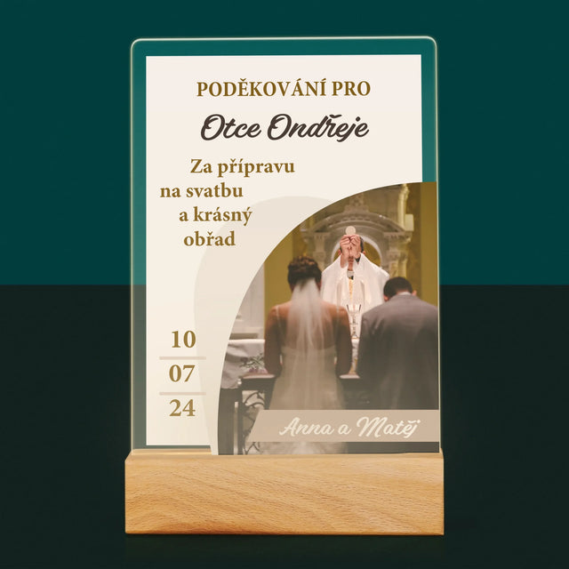 Fotka A Textem: Poděkování Pro Kněze Svatba - Tisk Na Akrylovém Skle