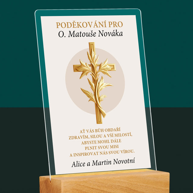 Jméno A Nápis: Poděkování Pro Kněze - Tisk Na Akrylovém Skle