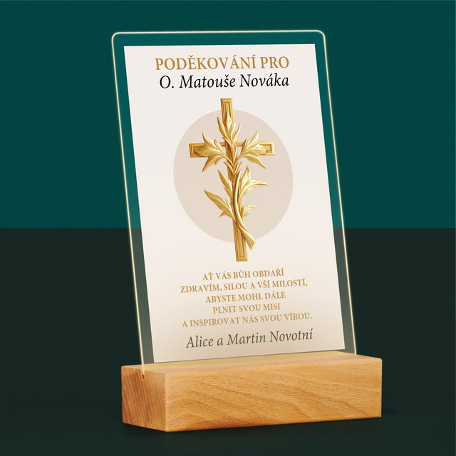 Jméno A Nápis: Poděkování Pro Kněze - Tisk Na Akrylovém Skle