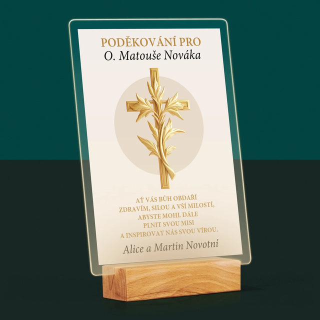 Jméno A Nápis: Poděkování Pro Kněze - Tisk Na Akrylovém Skle